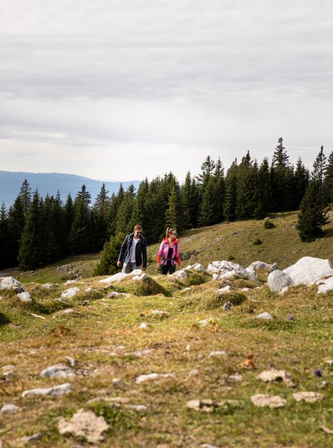 Two hikers exploring the meadows of Schöckl in Graz. | © Graz Tourismus