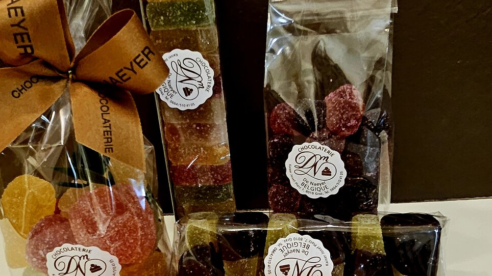 Vielfalt an fruchtigen Süßigkeiten von Chocolaterie de Naeyer. | © Christian Kober