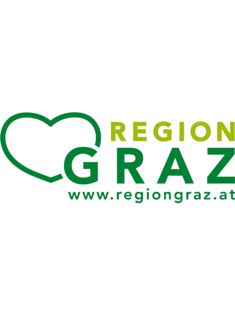 The logo of the Graz region featuring a green heart and lettering.