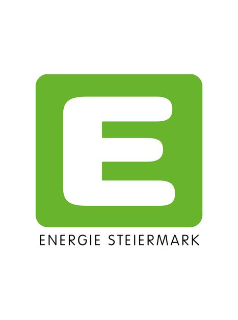 Logo of Energie Steiermark with green background and stylized E.