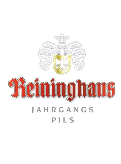 Logo of Reininghaus Jahgangs Pils with coat of arms.