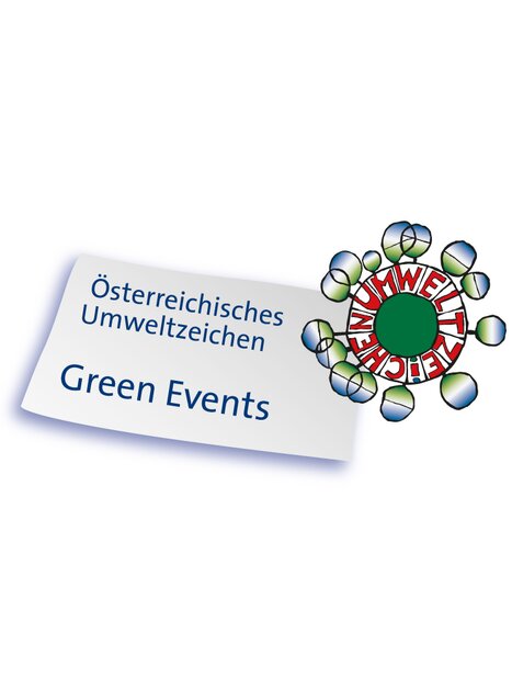 The image displays the Austrian Environmental Label with the title Green Events.