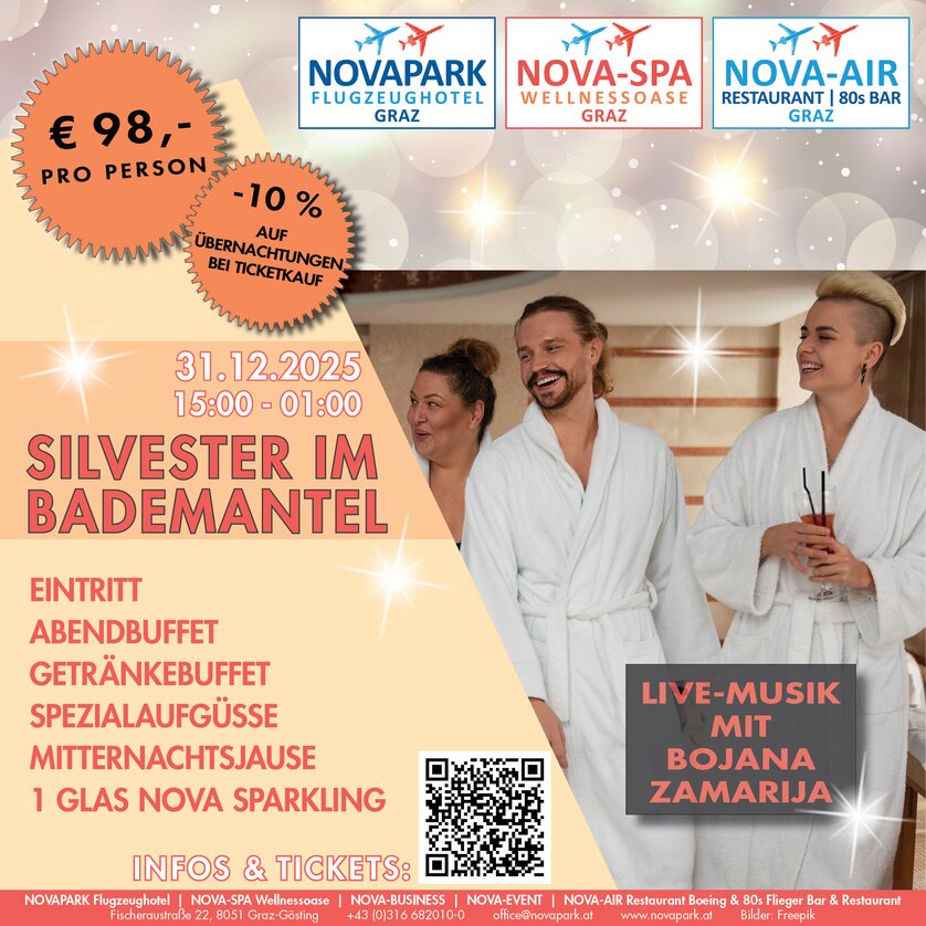 Celebration for New Year's Eve with buffet and live music at Hotel Novapark Graz. | © Hotel Novapark