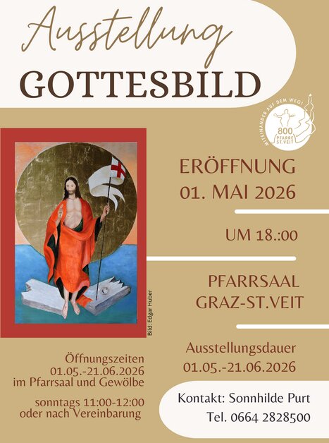 Plakat zur Ausstellung Gottesbild in der Pfarre Graz St. Veit. Auf dem Plakat ist eine Darstellung Jesu Christi zu sehen. | © LiLa Herderberg