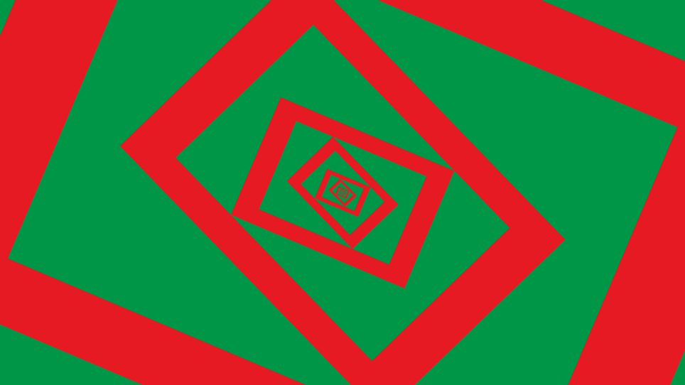 Abstrakte Darstellung von sich drehenden, roten und grünen Spiralen. | © Grupa Ee