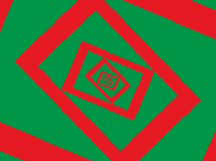 Rappresentazione astratta di spirali rosse e verdi che ruotano. | © Grupa Ee