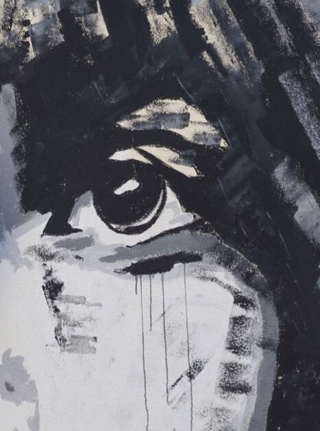 Detail eines schwarz weißen Graffiti  | © Ruth Nezmahen