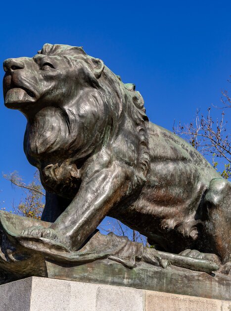The Hackher Lion, a statue on the Schlossberg in Graz. | © Graz Tourismus - Harry Schiffer