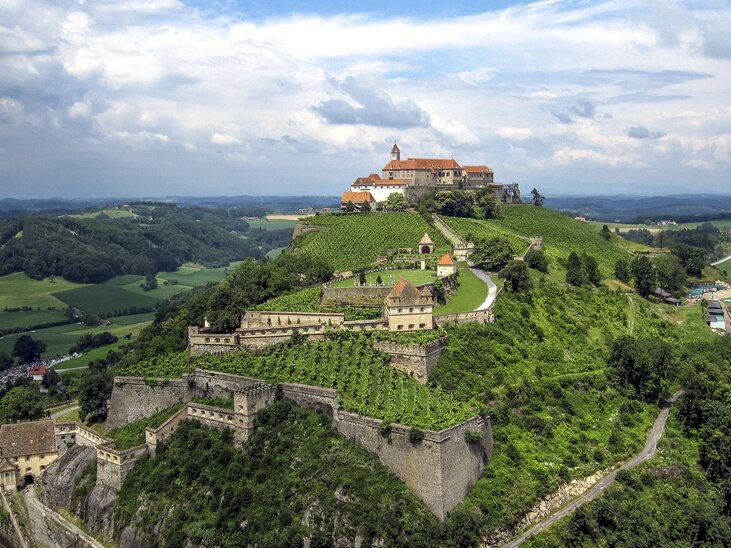 View of Riegersburg castle surrounded by vineyards. | © Steiermark Tourismus - Harald Eisenberger