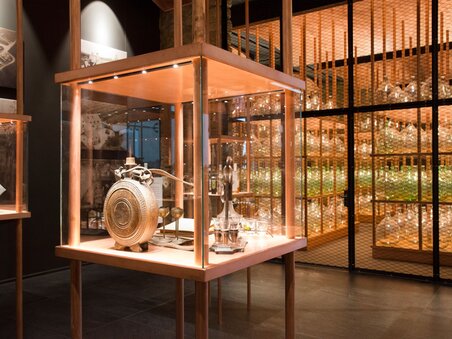 Interior of a vinegar factory showcasing exhibits. | © Gölles