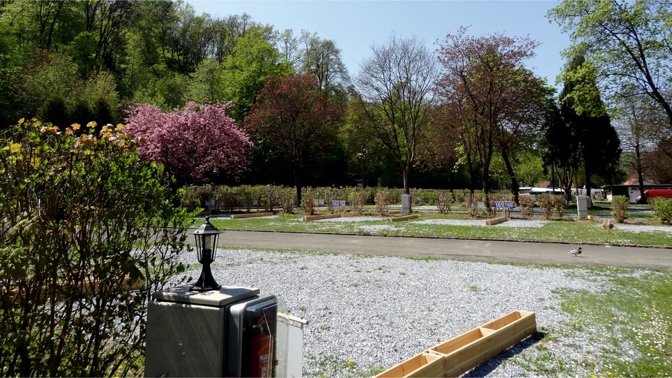 Reisemobil-Stellplatz Graz mit Bäumen und Blumen im Frühling. | © Alfred Chyba