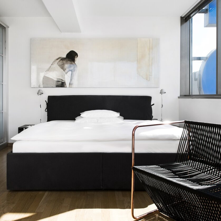 Modern Bedroom | © Augarten Art Hotel Bedroom at Augarten Art Hotel featuring modern design and artwork. | © Augarten Art Hotel