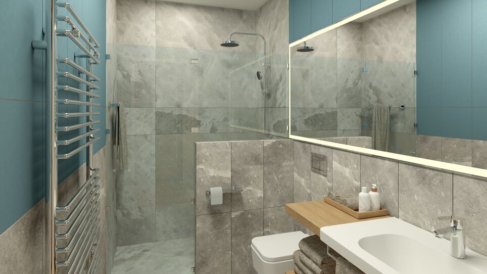 Vista interna di un bagno con doccia e lavabo. | © Hotel Steiermarkhof